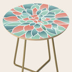 Festive, Floral Prints, Art Designs, Coral, Teal and Green Side Table Gallery Image 2