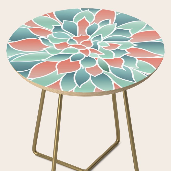 Festive, Floral Prints, Art Designs, Coral, Teal and Green Side Table Gallery Image 2