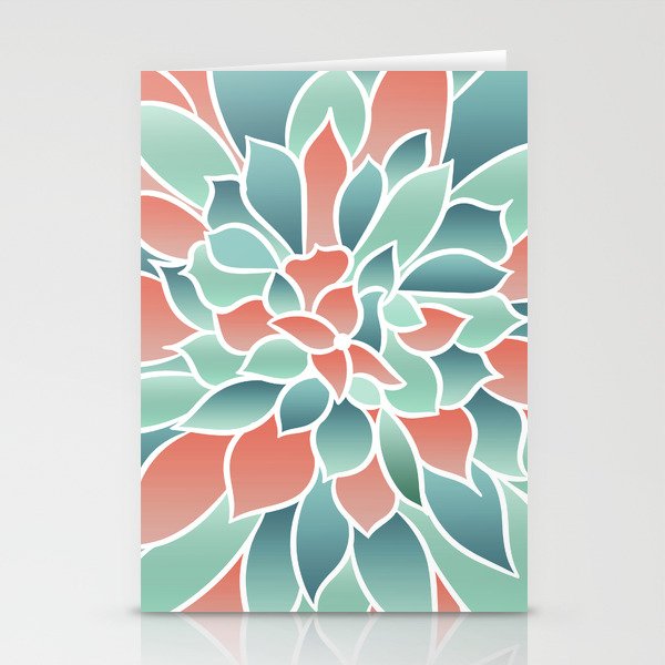 Festive, Floral Prints, Art Designs, Coral, Teal and Green Stationery Card Gallery Image 2