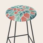 Festive, Floral Prints, Art Designs, Coral, Teal and Green Stool Gallery Image 2
