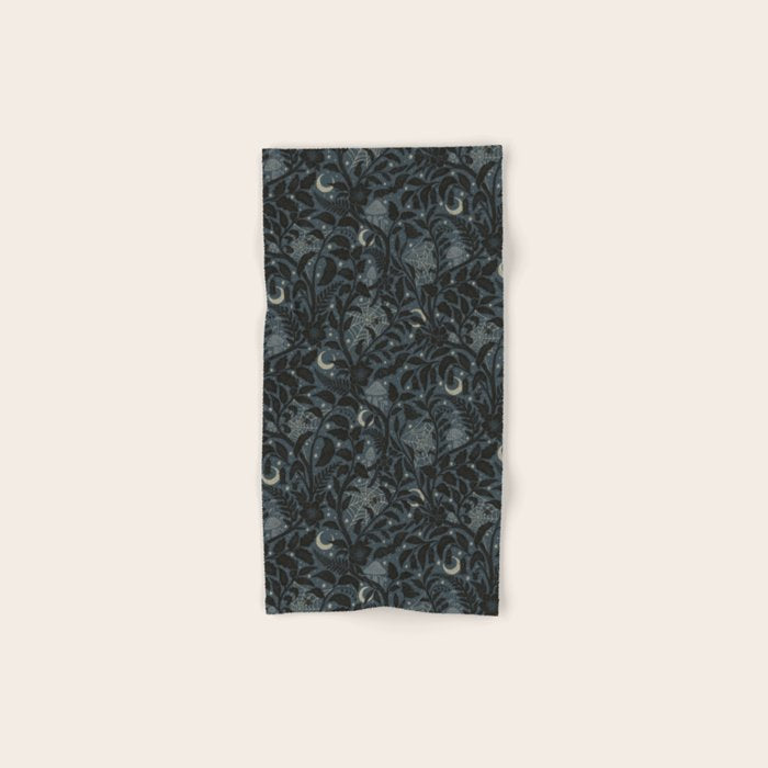 Mysterious Garden - midnight blue Bath Towel Gallery Image 1