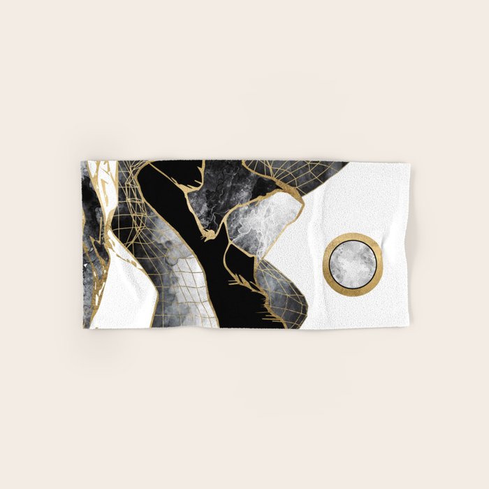 Minimal Black and Gold Mountains Bath Towel Gallery Image 1