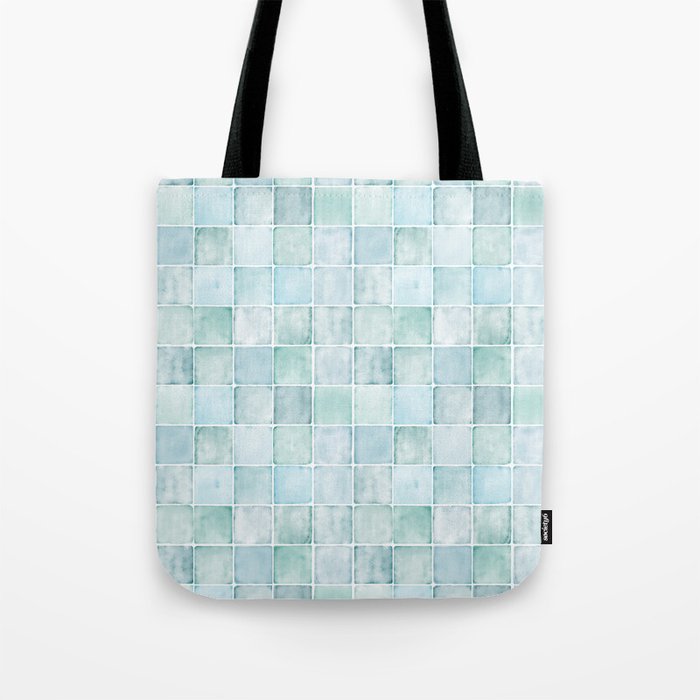 Sea Glass Tiles Watercolor Tote Bag Gallery Image 1