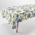 Ottoman Arabesque Floral Pattern Lemon Blue Turquoise & Red Tablecloth Gallery Image 1