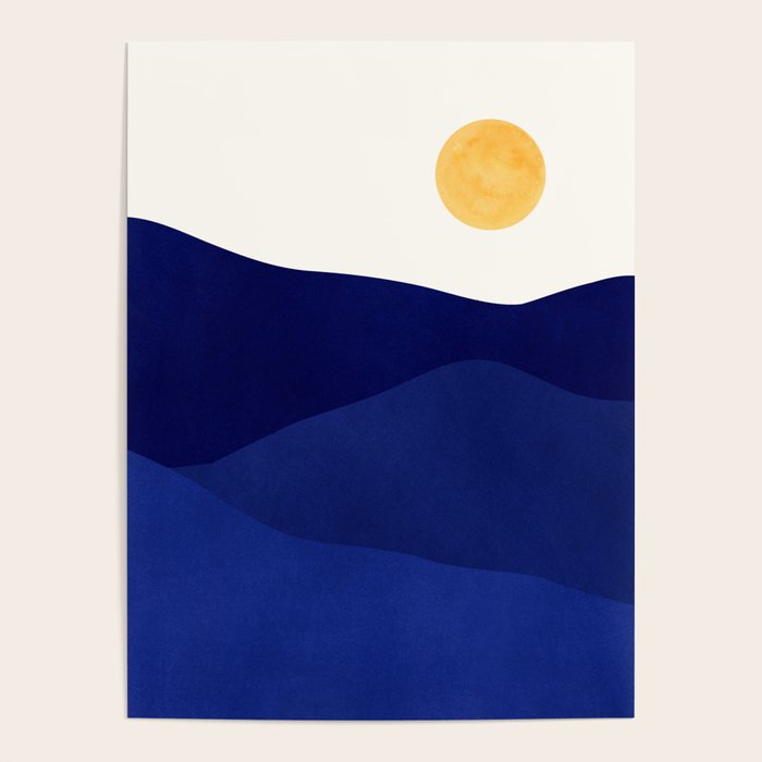Indigo Mountains Abstract Landscape Poster Gallery Image 1