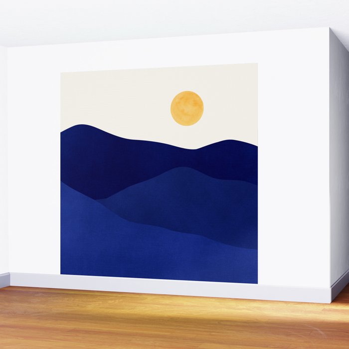 Indigo Mountains Abstract Landscape Wall Mural Gallery Image 2