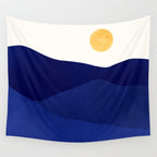 Indigo Mountains Abstract Landscape Wall Tapestry Gallery Image 4