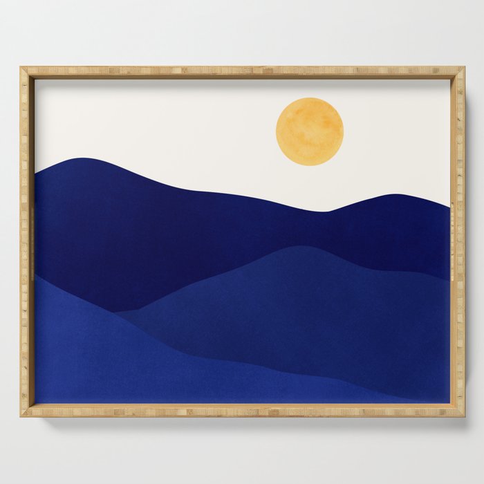 Indigo Mountains Abstract Landscape Serving Tray Gallery Image 1