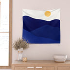 Indigo Mountains Abstract Landscape Wall Tapestry Gallery Image 2