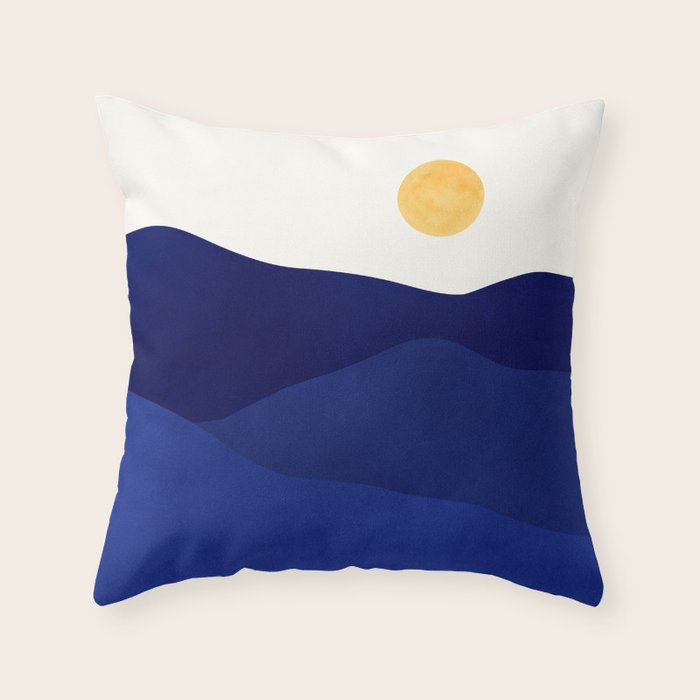 Indigo Mountains Abstract Landscape Throw Pillow Gallery Image 6