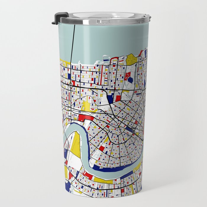 New Orleans, Louisiana City Map - Mondrian Travel Mug Gallery Image 3
