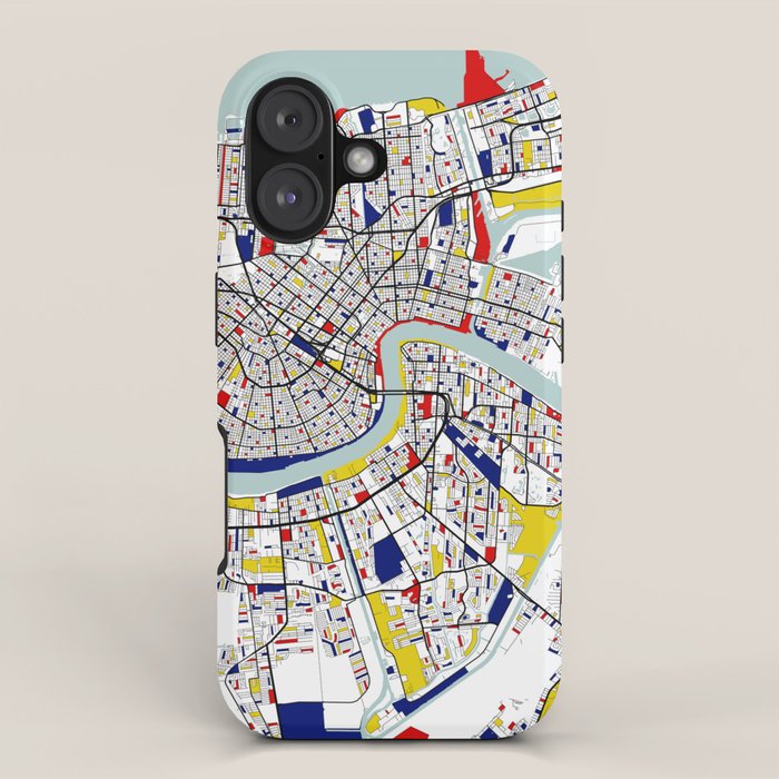 New Orleans, Louisiana City Map - Mondrian iPhone Case Gallery Image 1