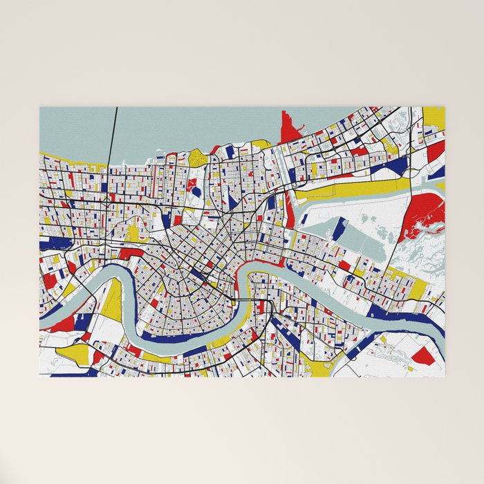 New Orleans, Louisiana City Map - Mondrian Welcome Mat Gallery Image 1