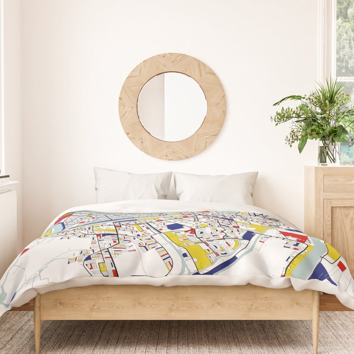 New Orleans, Louisiana City Map - Mondrian Duvet Cover Gallery Image 3