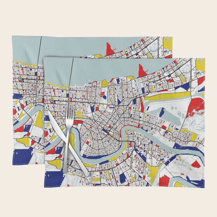 New Orleans, Louisiana City Map - Mondrian Placemat Gallery Image 1