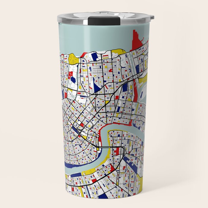 New Orleans, Louisiana City Map - Mondrian Travel Mug Gallery Image 1