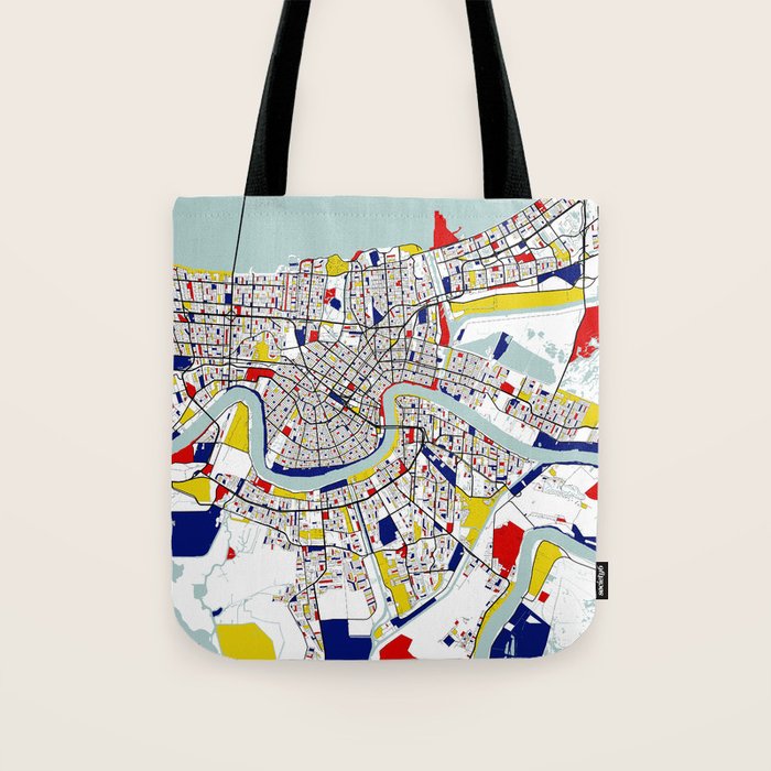 New Orleans, Louisiana City Map - Mondrian Tote Bag Gallery Image 1