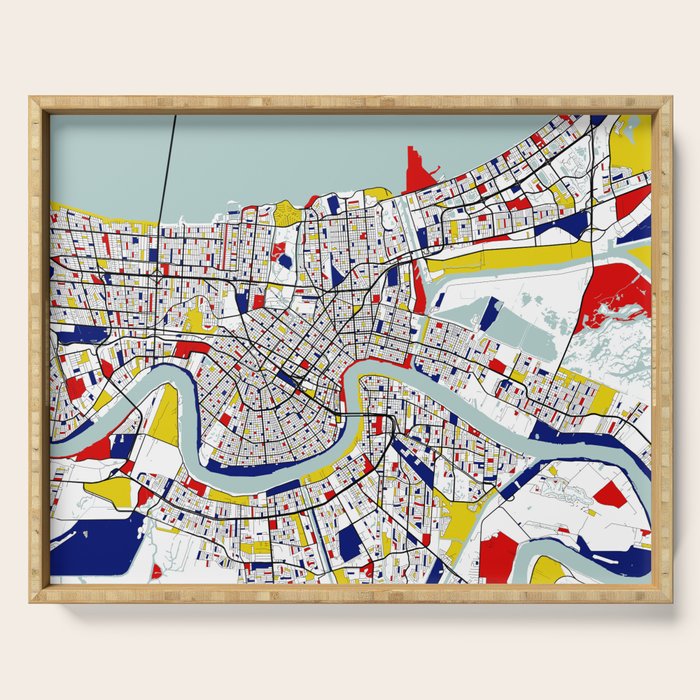 New Orleans, Louisiana City Map - Mondrian Serving Tray Gallery Image 1