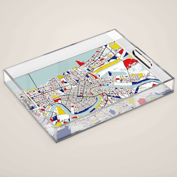New Orleans, Louisiana City Map - Mondrian Acrylic Tray Gallery Image 1