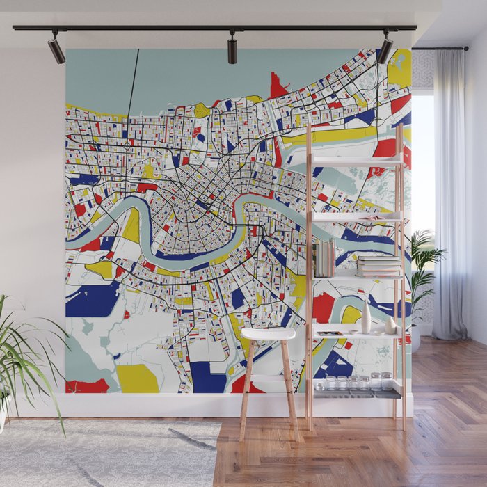 New Orleans, Louisiana City Map - Mondrian Wall Mural Gallery Image 1