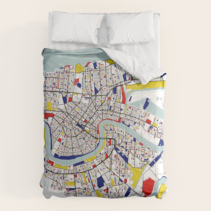 New Orleans, Louisiana City Map - Mondrian Comforter Gallery Image 6