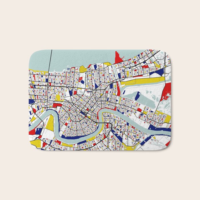 New Orleans, Louisiana City Map - Mondrian Bath Mat Gallery Image 1