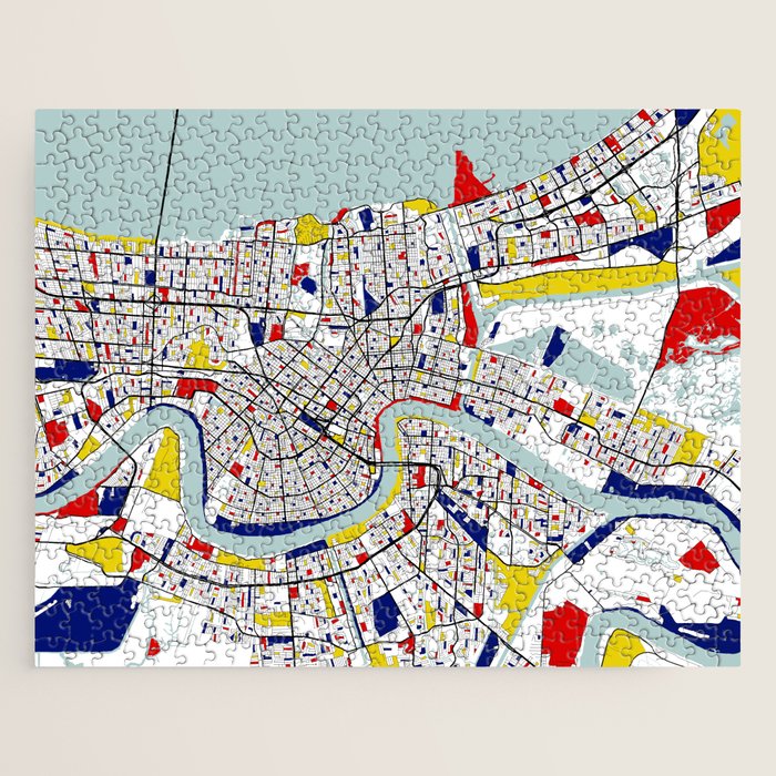New Orleans, Louisiana City Map - Mondrian Jigsaw Puzzle Gallery Image 1