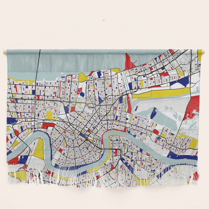 New Orleans, Louisiana City Map - Mondrian Wall Hanging Gallery Image 1