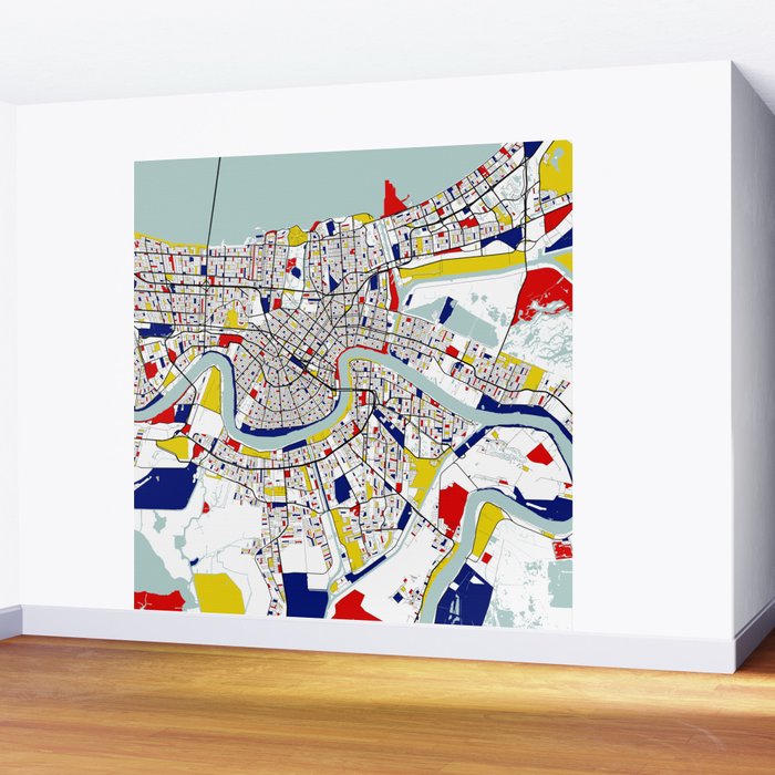 New Orleans, Louisiana City Map - Mondrian Wall Mural Gallery Image 2