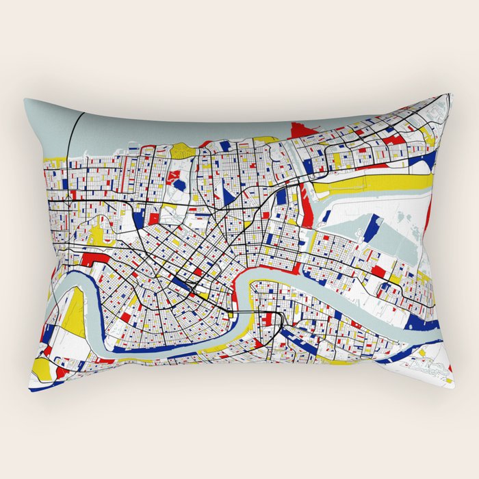 New Orleans, Louisiana City Map - Mondrian Rectangular Pillow Gallery Image 2