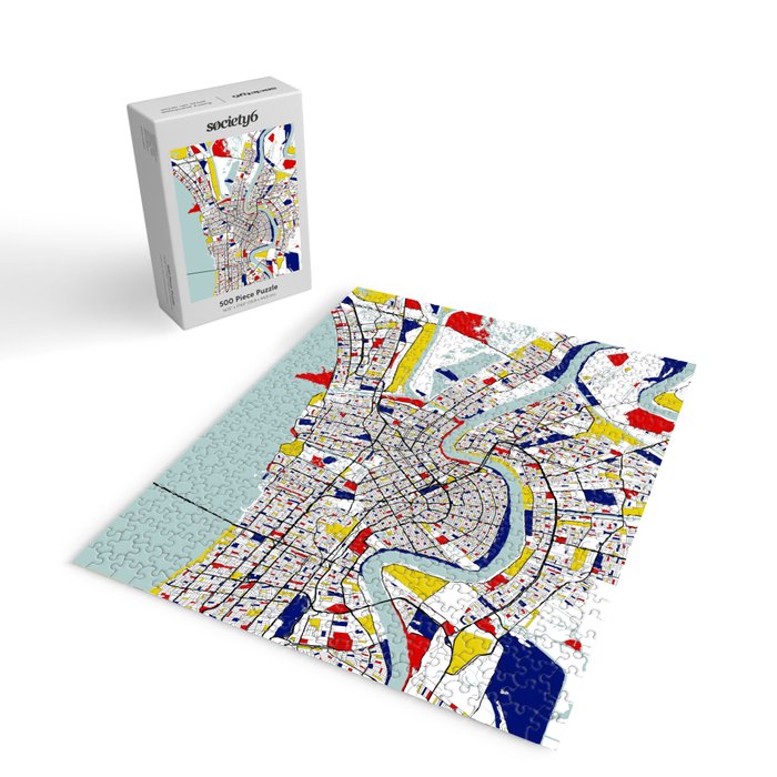 New Orleans, Louisiana City Map - Mondrian Jigsaw Puzzle Gallery Image 2