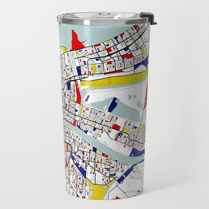 New Orleans, Louisiana City Map - Mondrian Travel Mug Gallery Image 2