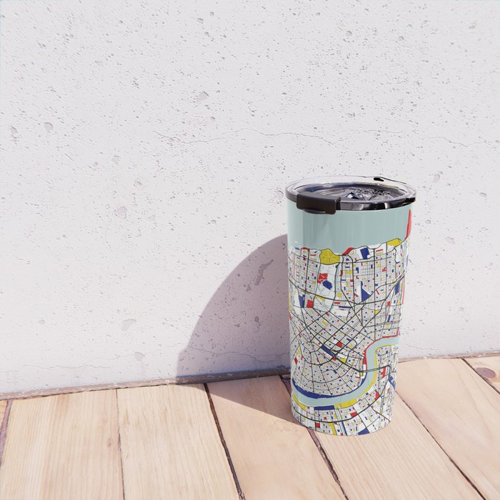 New Orleans, Louisiana City Map - Mondrian Travel Mug Gallery Image 4