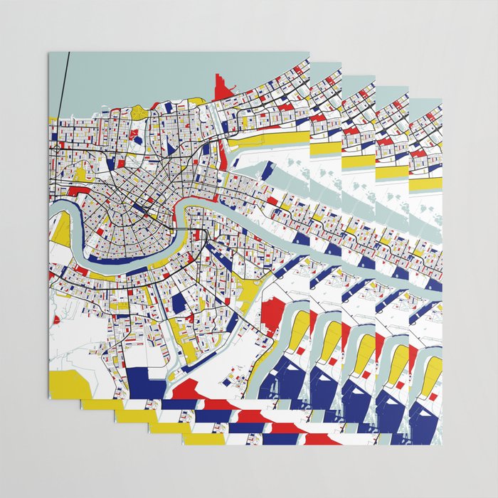 New Orleans, Louisiana City Map - Mondrian Wrapping Paper Gallery Image 3