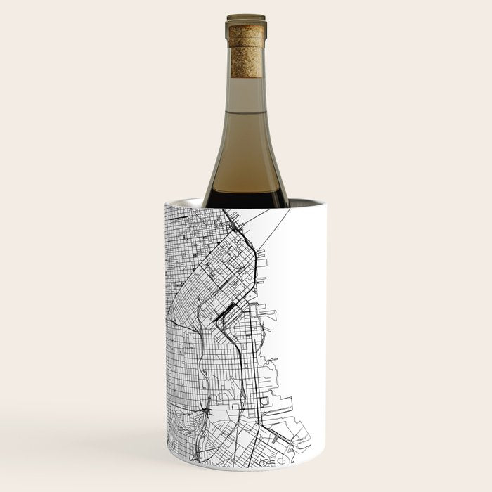 San Francisco White Map Wine Chiller Gallery Image 3