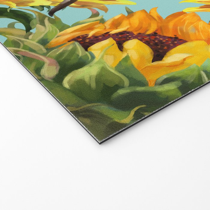 Highland Cow with Sunflowers in Blue Welcome Mat Gallery Image 2
