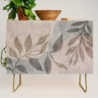 Serene Foliage Earthy Minimalist Botanical Art Peach Beige Grey Credenza Gallery Image 1