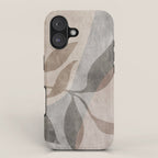 Serene Foliage Earthy Minimalist Botanical Art Peach Beige Grey iPhone Case Gallery Image 1