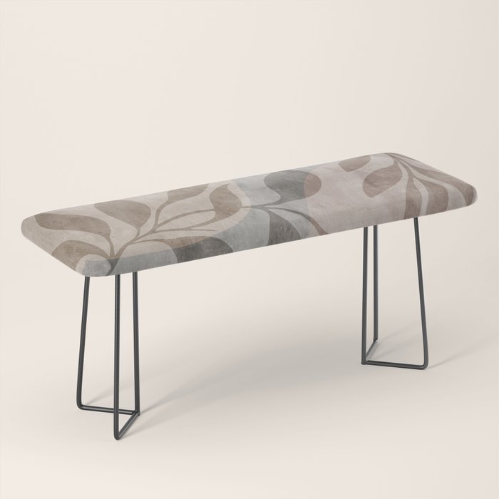 Serene Foliage Earthy Minimalist Botanical Art Peach Beige Grey Bench Gallery Image 1