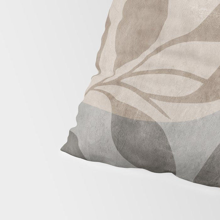 Serene Foliage Earthy Minimalist Botanical Art Peach Beige Grey Pillow Sham Gallery Image 4