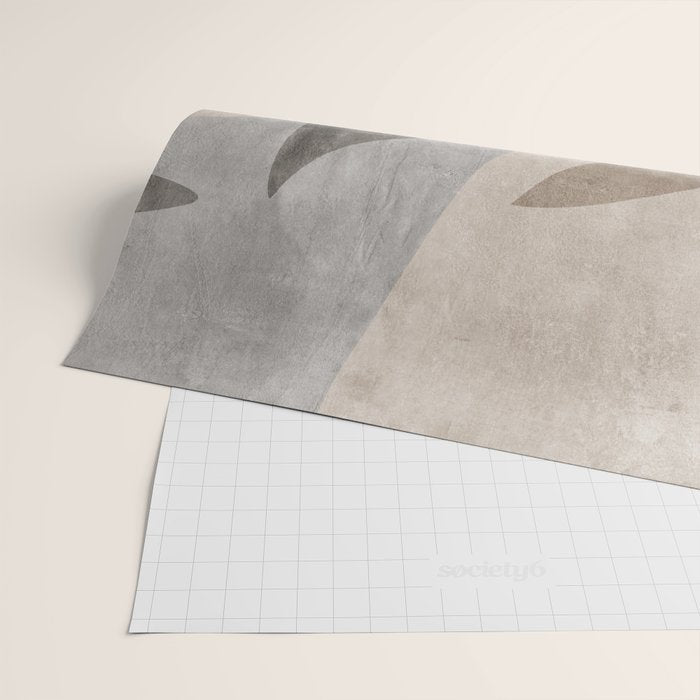 Serene Foliage Earthy Minimalist Botanical Art Peach Beige Grey Wrapping Paper Gallery Image 2