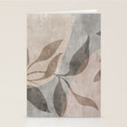 Serene Foliage Earthy Minimalist Botanical Art Peach Beige Grey Stationery Card Gallery Image 2