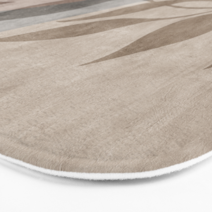 Serene Foliage Earthy Minimalist Botanical Art Peach Beige Grey Bath Mat Gallery Image 3