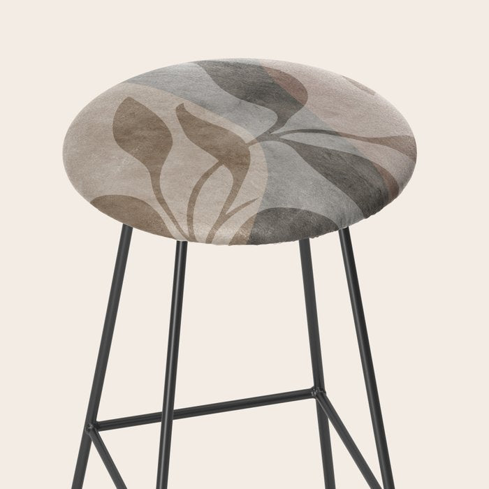 Serene Foliage Earthy Minimalist Botanical Art Peach Beige Grey Stool Gallery Image 2
