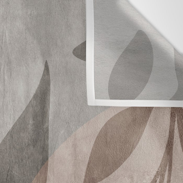 Serene Foliage Earthy Minimalist Botanical Art Peach Beige Grey Wall Tapestry Gallery Image 3