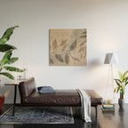 Serene Foliage Earthy Minimalist Botanical Art Peach Beige Grey Wood Wall Art Gallery Image 2