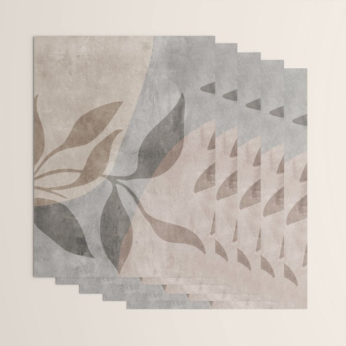 Serene Foliage Earthy Minimalist Botanical Art Peach Beige Grey Wrapping Paper Gallery Image 3