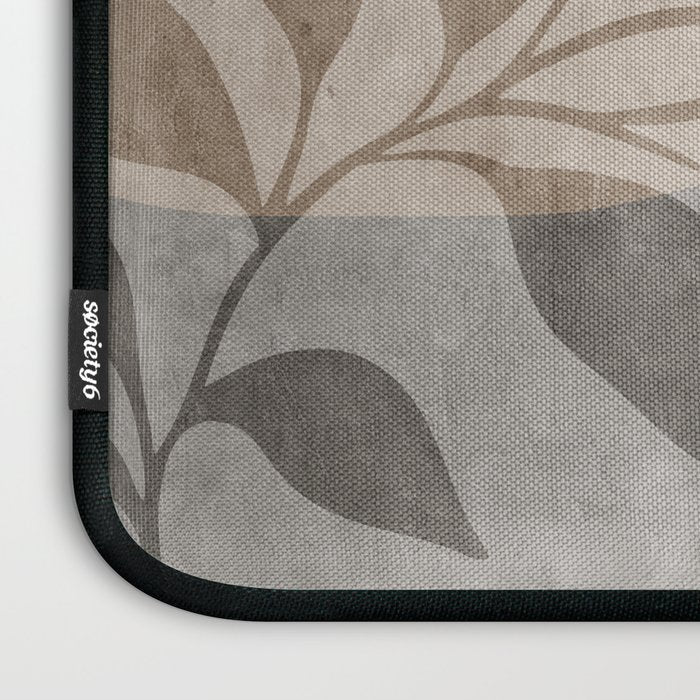 Serene Foliage Earthy Minimalist Botanical Art Peach Beige Grey Laptop Sleeve Gallery Image 3