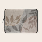 Serene Foliage Earthy Minimalist Botanical Art Peach Beige Grey Laptop Sleeve Gallery Image 1
