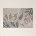 Serene Foliage Earthy Minimalist Botanical Art Peach Beige Grey Welcome Mat Gallery Image 1